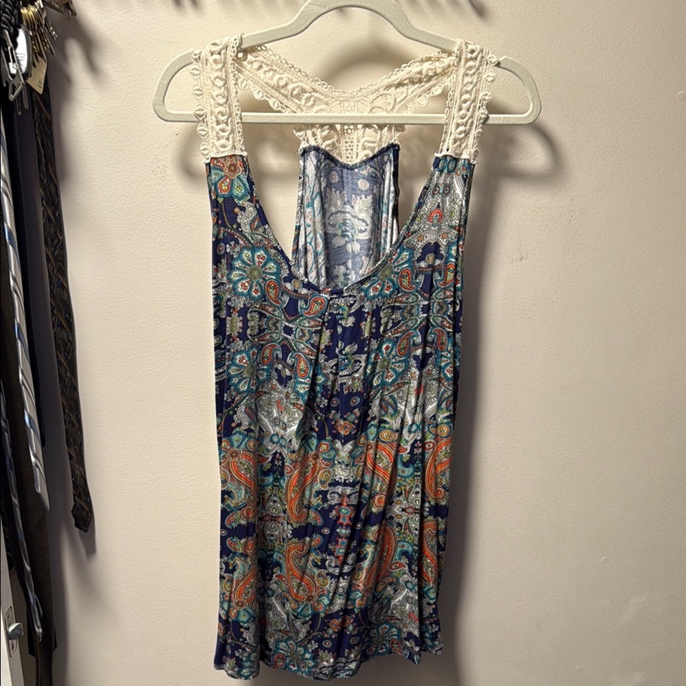 Papermoon Multicolor Paisley Dress with Lace Detail